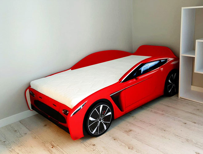 Кровать машина Red Diego с мягкими бортиками